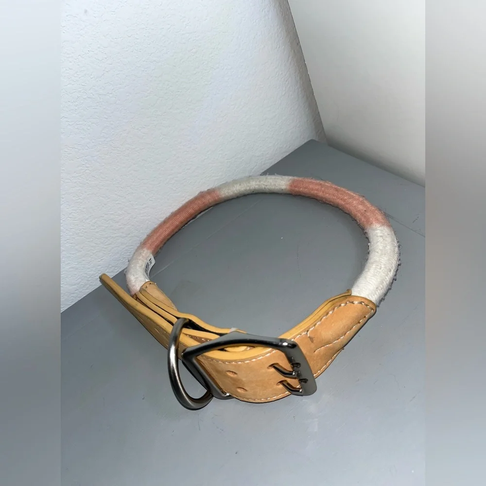 Youly Avant- Garde Braided NWOT Chunky Belted Dog Collar Adjustable Hole 36-37”